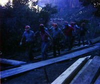 The Temple of Sinawava spring project - scaffolding construction and use.