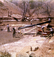 Color photo of the Virgin River channel stabilization and construction of the spillway near Birch Creek.