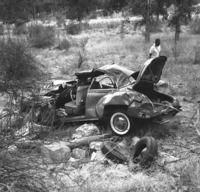 Auto accident on canyon road, a quarter mile north of Grotto Campground on August 3, 1958.