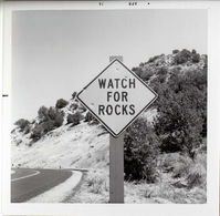 Road sign reading 'Watch for Rocks' in Kolob Canyon.