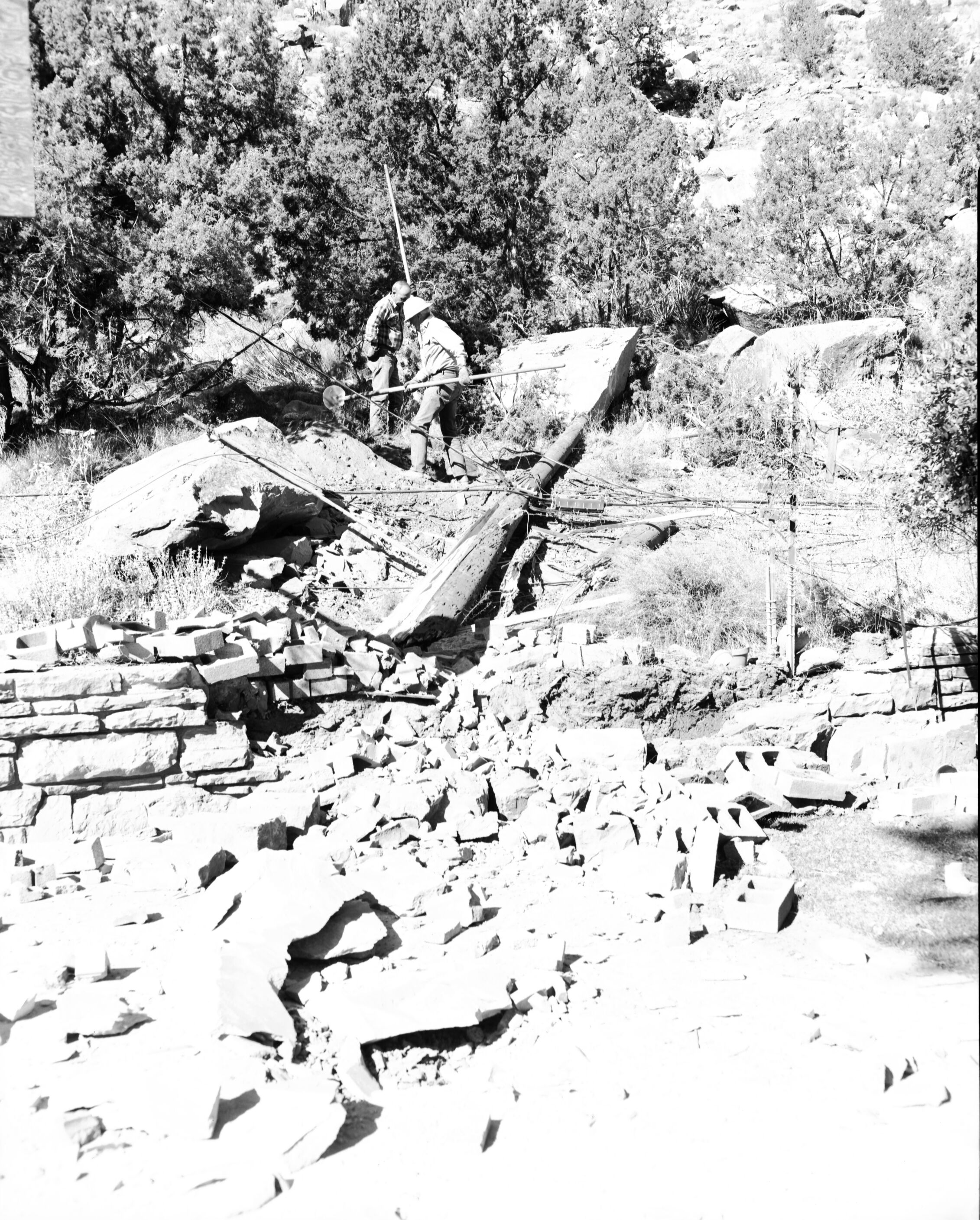 Rock fall behind Chief Ranger Fred Brueck's residence.