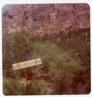 Construction equipment for Wiley Tank being transported on tramline.