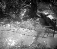 BW Photo of a rock slide in the Grotto area.