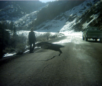 Color Photos of rock slides in Kolob Canyon.