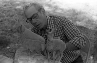 Leo Fesler demonstrating wood carving at the second annual Folklife Festival, Zion National Park Nature Center, September 7-8, 1978.