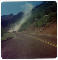 Dust plumes resulting from road work/repair in Kolob Canyon.