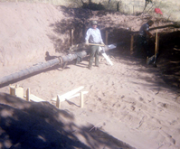 Workers during the construction of the Wiley Spring water pipeline.