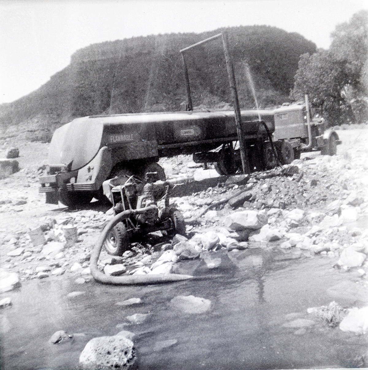 Construction vehicle during chipsealing of Kolob Canyon Road.