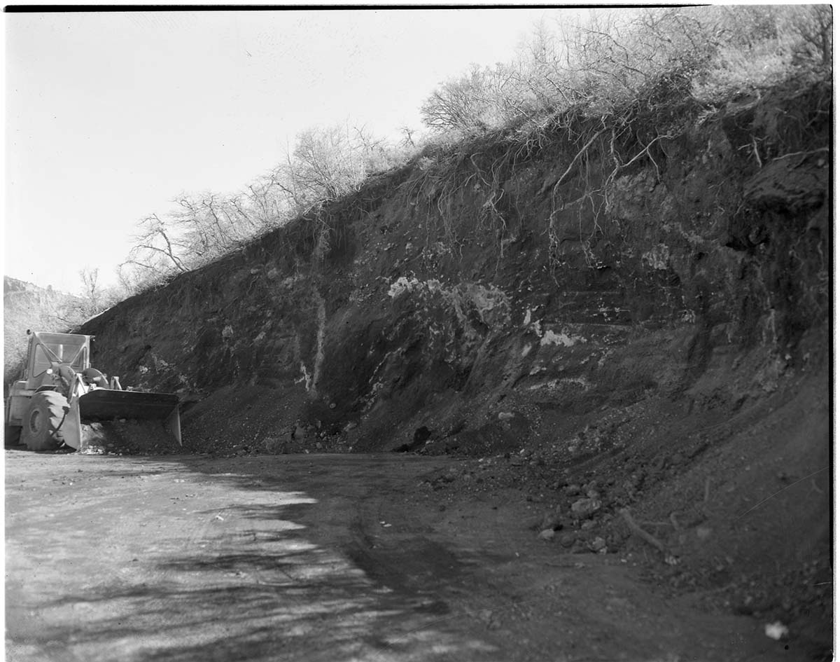BW photos of rock slides in Kolob Canyons - 2x2.