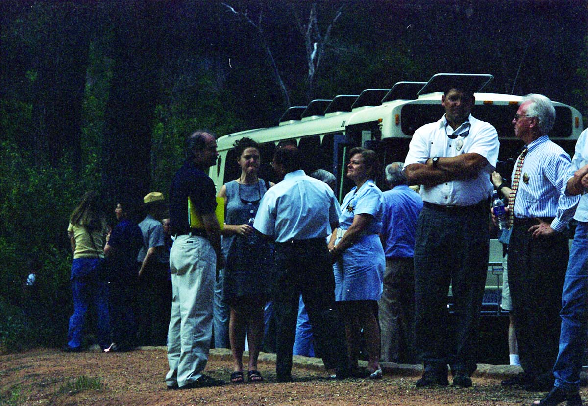 Color Photos of the official launch of the Zion shuttle system- same day as the new visitor center opening.