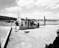 Former Superintendent of Pipe Spring National Monument Leonard Heaton, 1923-1957, addressing visitors at the dedication of new Tribal and National Park Service Visitor Center and 50th anniversary at Pipe Spring National Monument.