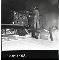 Machinery and crews drilling test cores in Zion-Mt. Carmel tunnel.