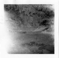 BW photo of the construction/modification of the Canyon Junction Spillway on the Virgin River.