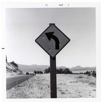 Approaching left curve sign in Kolob Canyon.