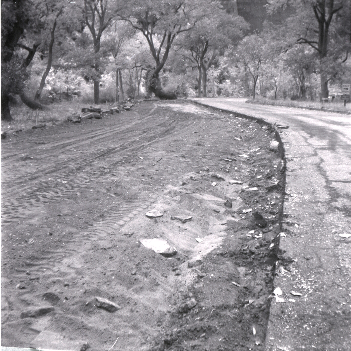 Dirt road during construction along the scenic canyon drive near the Grotto.