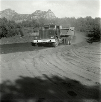 Construction vehicle during road grading to Chamberlain Ranch and the Narrows.