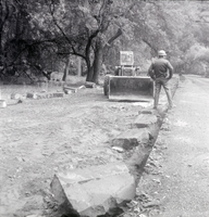 Man observing construction activities near the Temple of Sinawava.