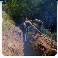 Workers excavating ditch.