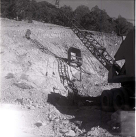 BW photo of rock slide near Echo Rock - 2.5" x 2.5".