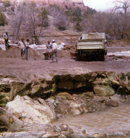 Color photo of the Virgin River channel stabilization and construction of the spillway near Birch Creek.