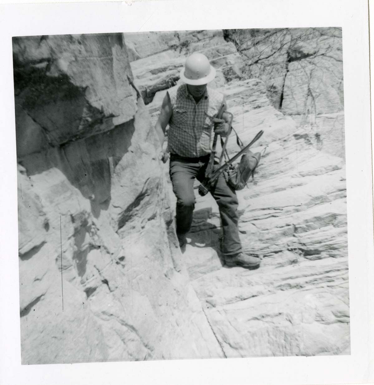 Workers during the Lady Mountain sign emplacement.