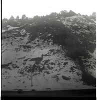 BW photo of rock slide near Echo Rock - 2.5" x 2.5".