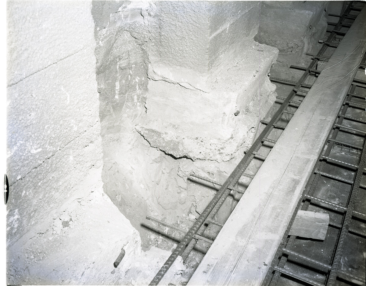 Repair work being done in Zion-Mt. Carmel tunnel at place of rock fall damage Gallery #3.