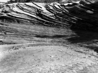 Water worn sandstone formation cross bedded, on east side of Zion National Park.