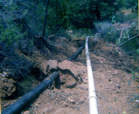 Piping system during the Zion Lodge utilities project.