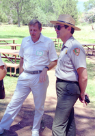 Color Photos of the parks 72nd anniversary celebrations- cake cutting, barbecue, speakers.