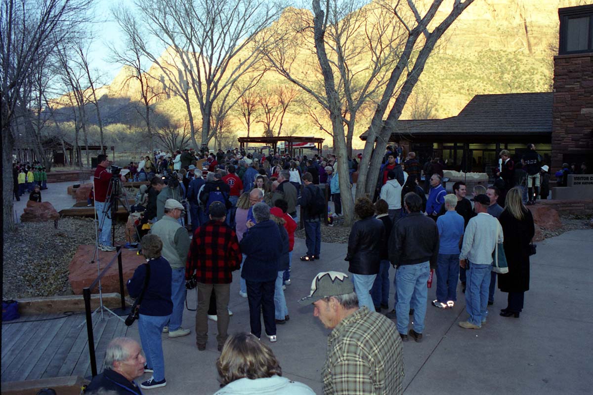 Color Photos of the ceremony surrounding the Olympic Torch passing through Zion.
