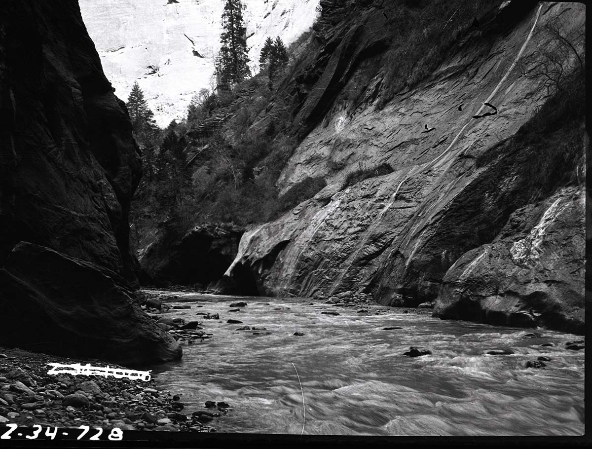 Scene in Narrows, Virgin River above Temple of Sinawava.