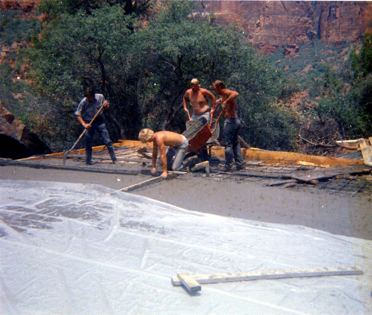 Workers during the construction of the Wiley Spring water vault.