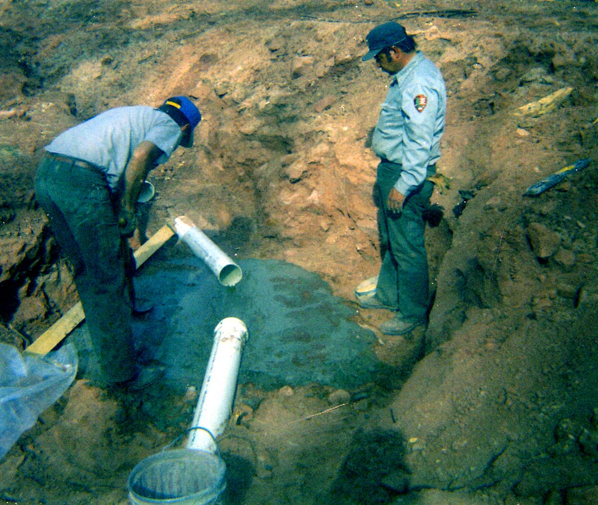 Workers during the utilities project at Zion Lodge.