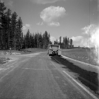 BW Photos of road repairs at Cedar Breaks.