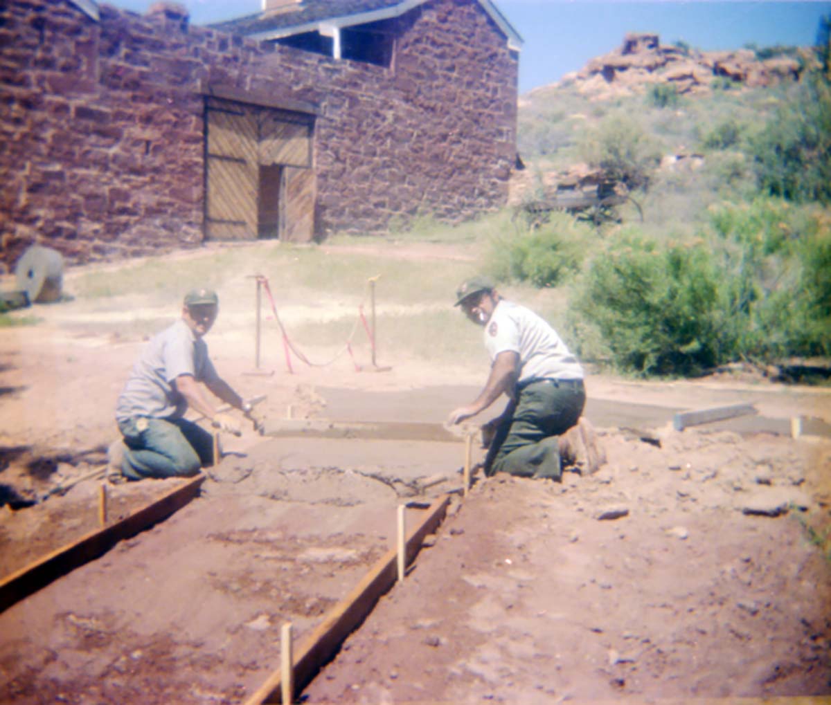 Color Photos of trail construction at Pipe Springs.