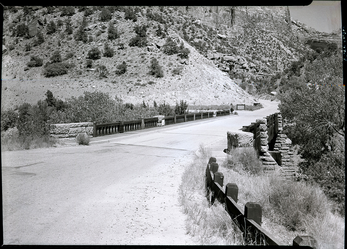 Highway Bridge over North Fork of Virgin River. Zion Canyon - Mt Carmel highway junction.