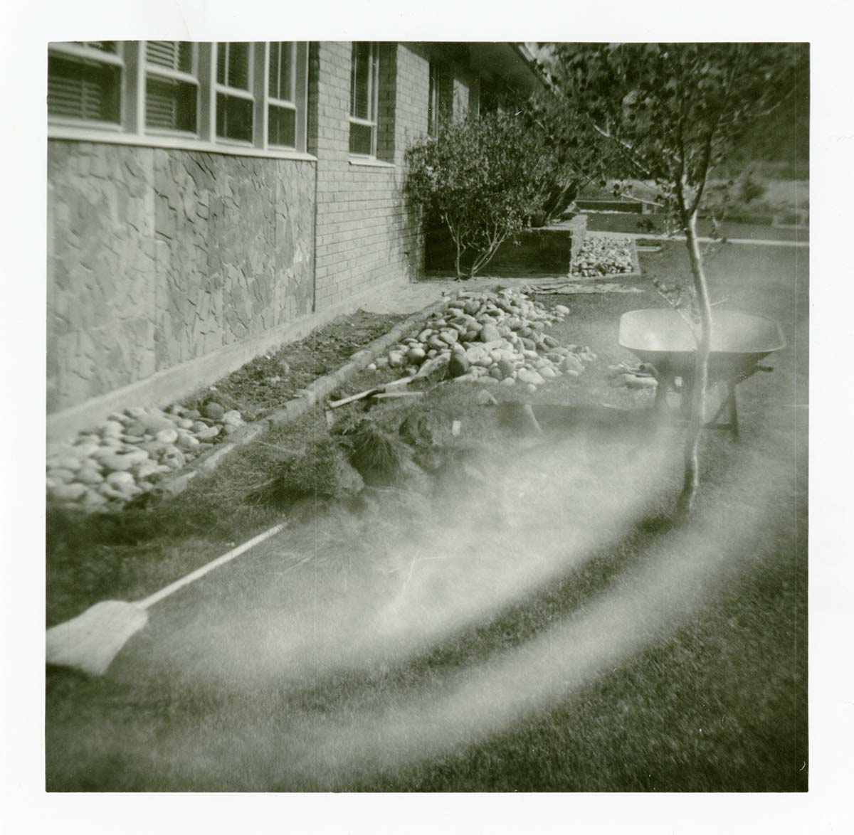 Landscaping activities along the exterior of the old Mission 66 Visitor Center and Museum grounds.