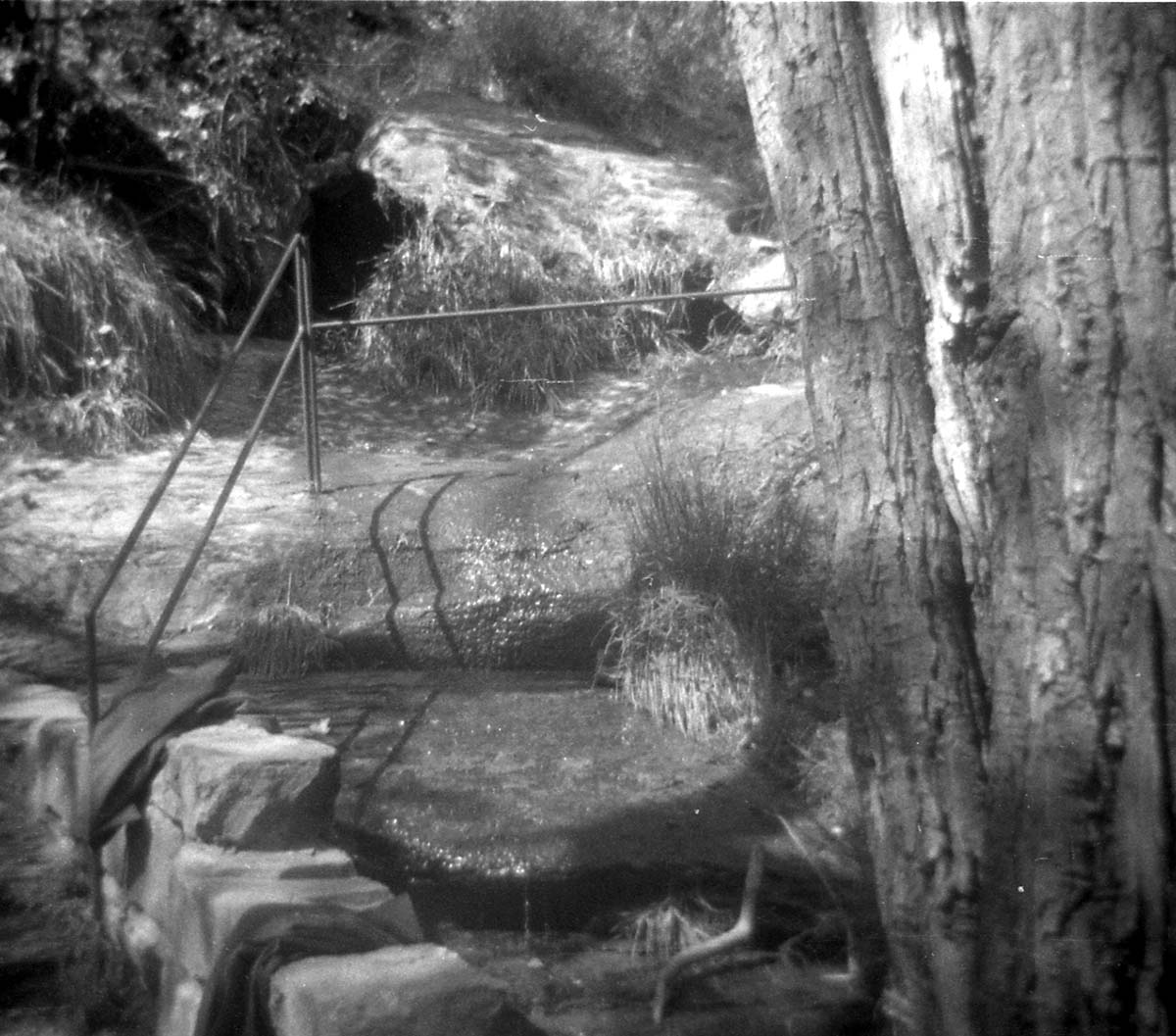 BW Photo of a rock slide in the Grotto area.