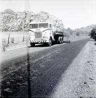 Construction vehicle during chipsealing of Kolob Canyon Road.