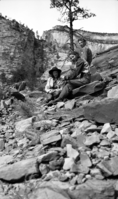 Hiking in winter, Pictograph Canyon. Left to right: Cassie, Iola and Chester Thomas, Jr.