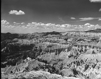 The amphitheater covered in snow, view from the rim at Cedar Breaks National Monument.