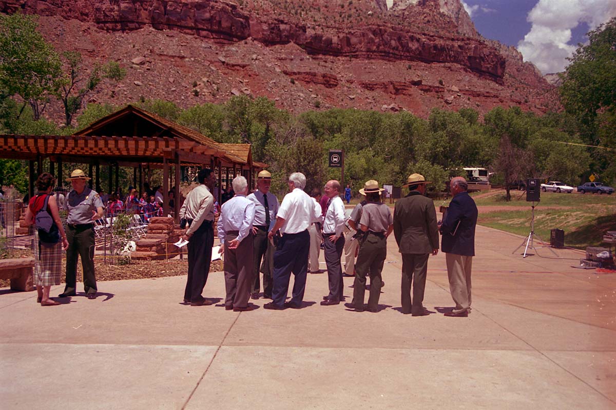 Color Photos of the official launch of the Zion shuttle system- same day as the new visitor center opening.