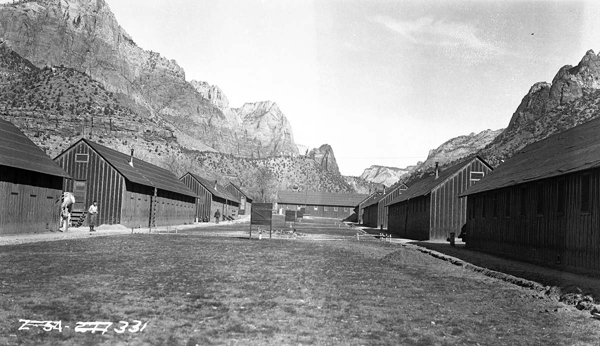 Civilian Conservation Corps (CCC) Camp NP-2, horseshoe of buildings.