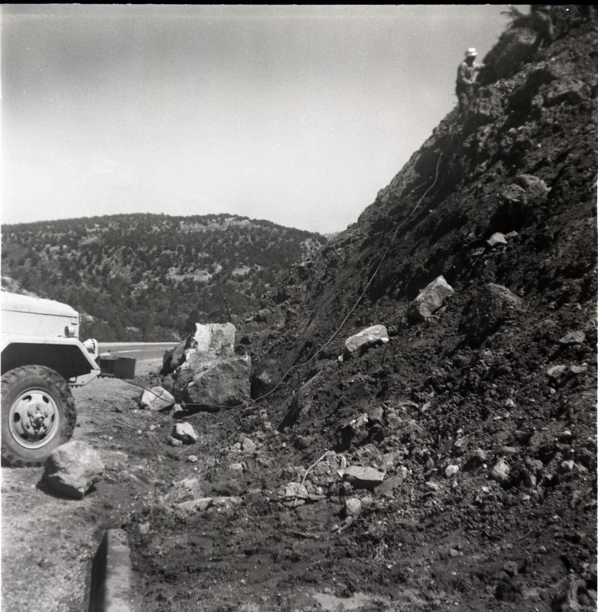 BW photos of rock slides in Kolob Canyons - 2x2.