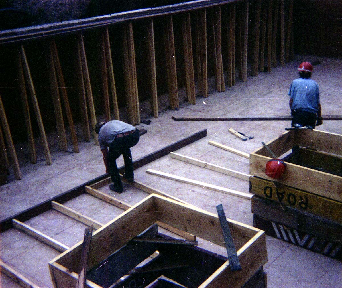 Workers during the construction of the Wiley Spring water vault.