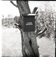 Registration box near cable works on Cable Mountain.