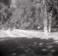 Car driving along the scenic canyon drive near the Grotto.