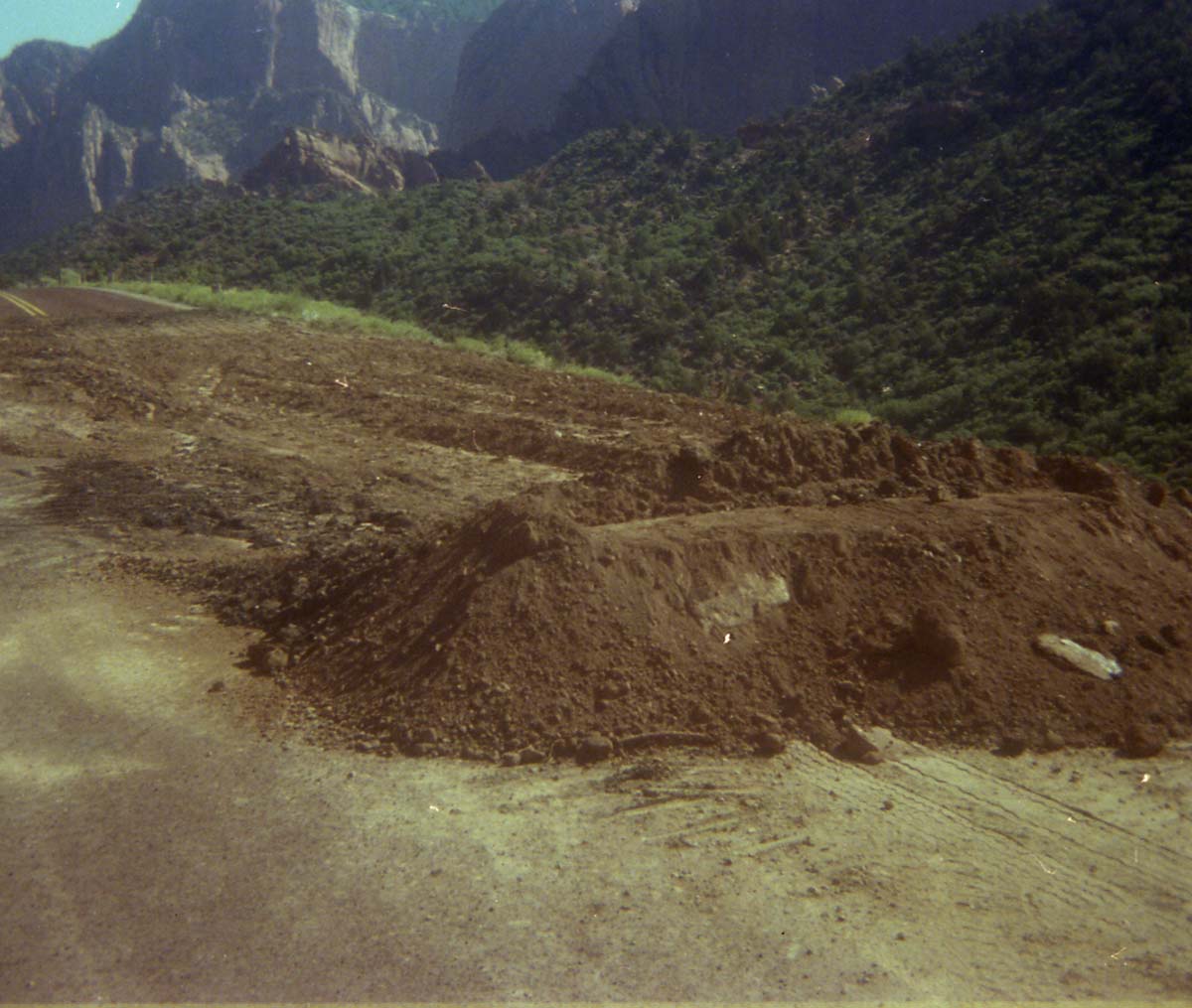 Color Photos of rock slides in Kolob Canyon.