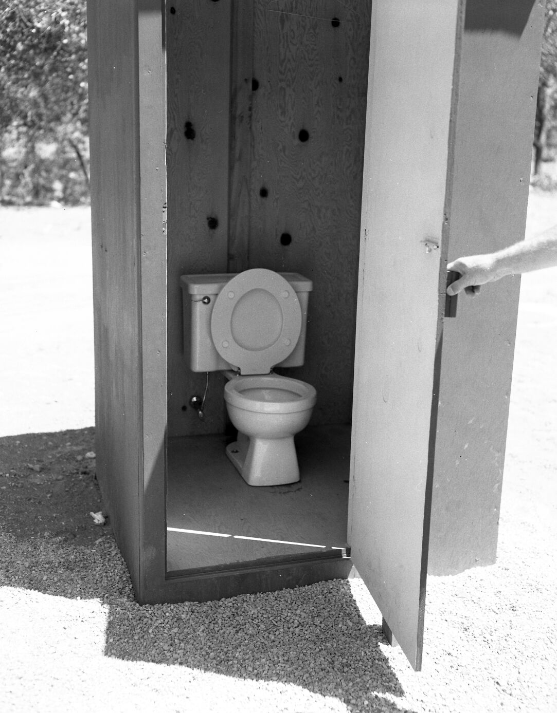 Emergency comfort station installed in overflow area, South Campground.